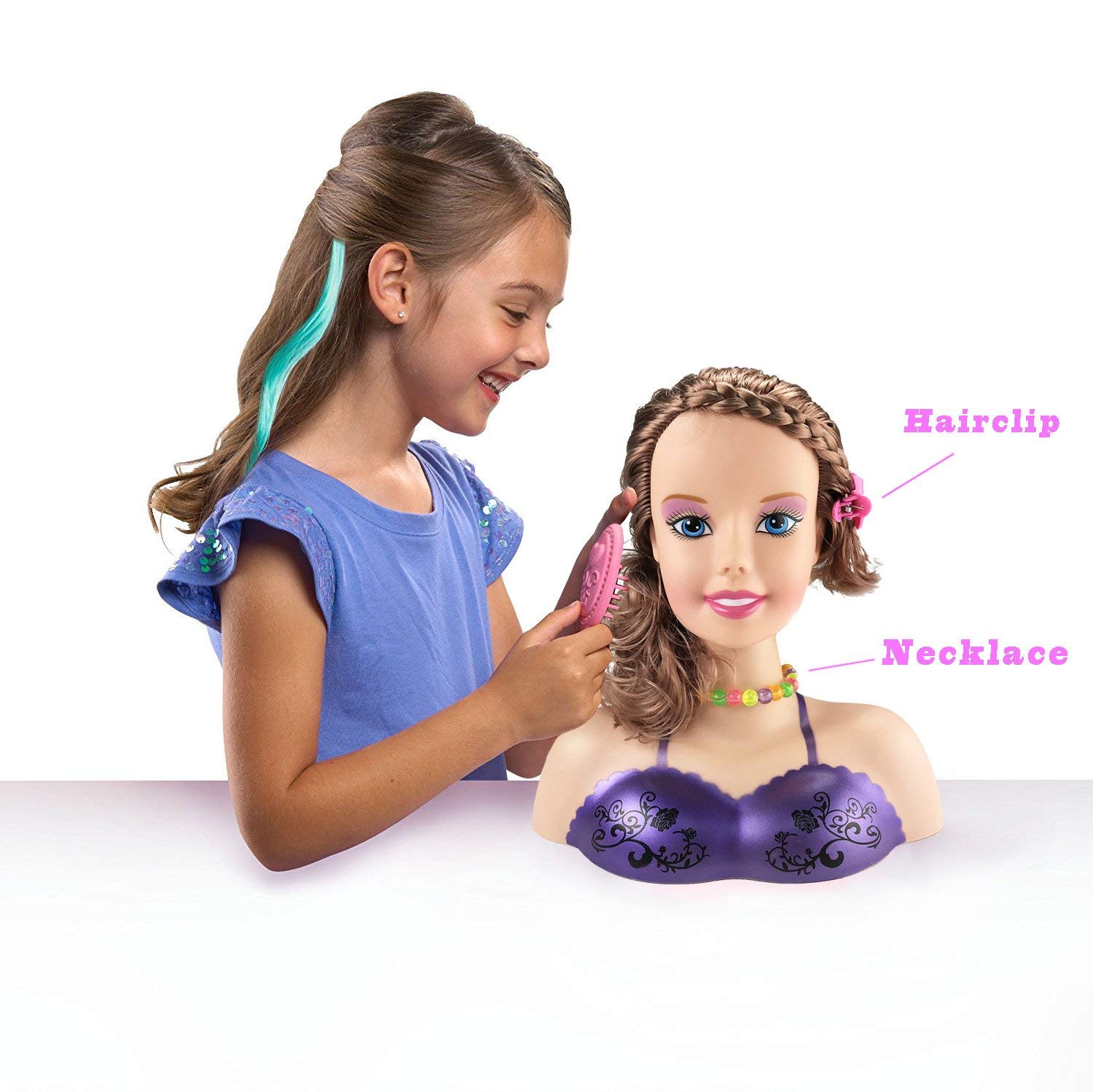 de cabeza de muñeca de maquillaje y peinado – Juego de cabeza de muñeca de maquillaje con estructura estable para niñas | Juego de rol infantil para Acción de Gracias, cumpleaños, Navidad de cabeza de muñeca de maquillaje y peinado – Juego de cabeza de muñeca de maquillaje con estructura estable para niñas | Juego de rol infantil para Acción de Gracias, cumpleaños, Navidad