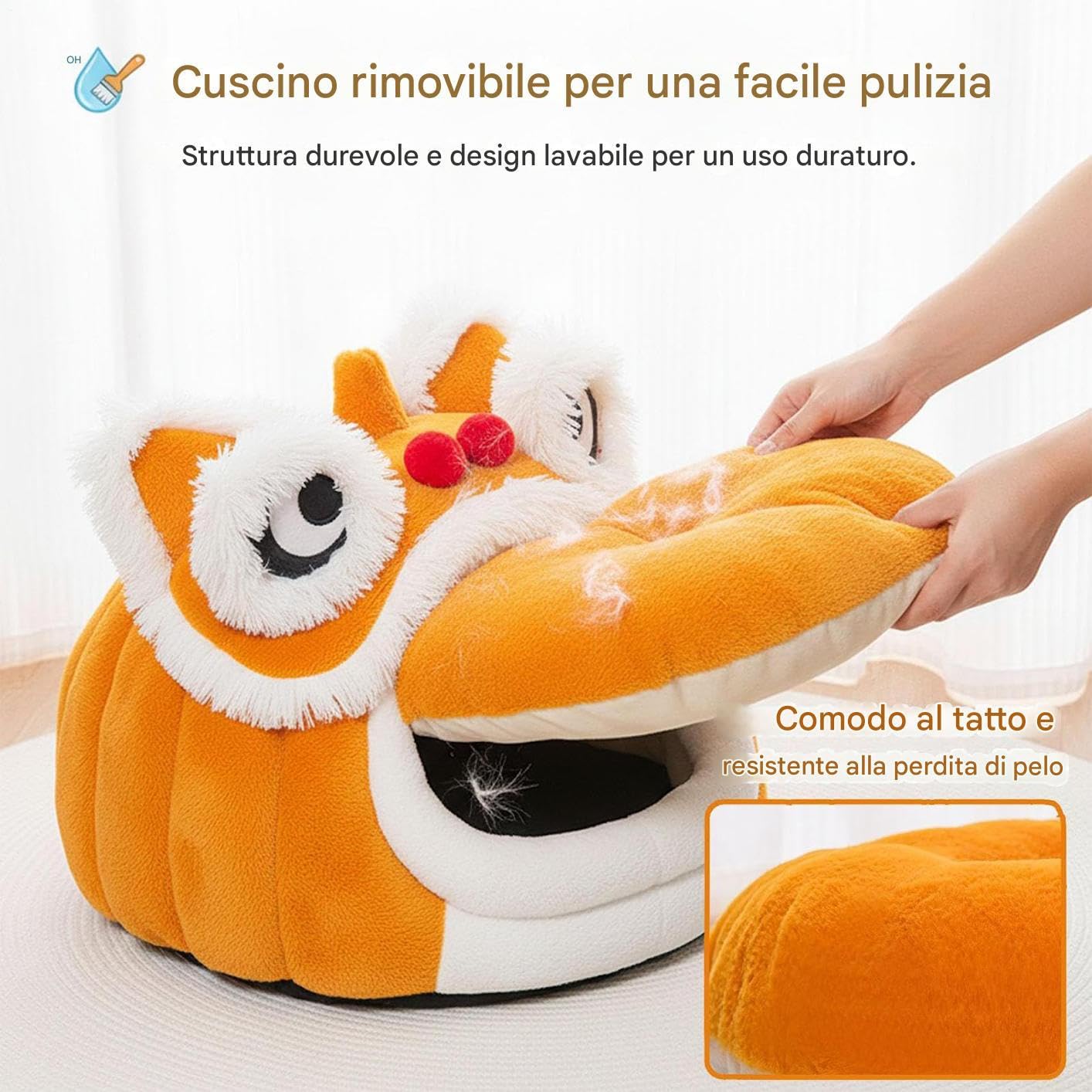 Cama Cueva para Gatos De Casa Cómodo En Forma De León | Cama Cálida para Gatitos de Interior Para En Exterior Y Invierno, Para Dormir Al Aire Libre, En Hogar, Viajes, Dormitorio Y