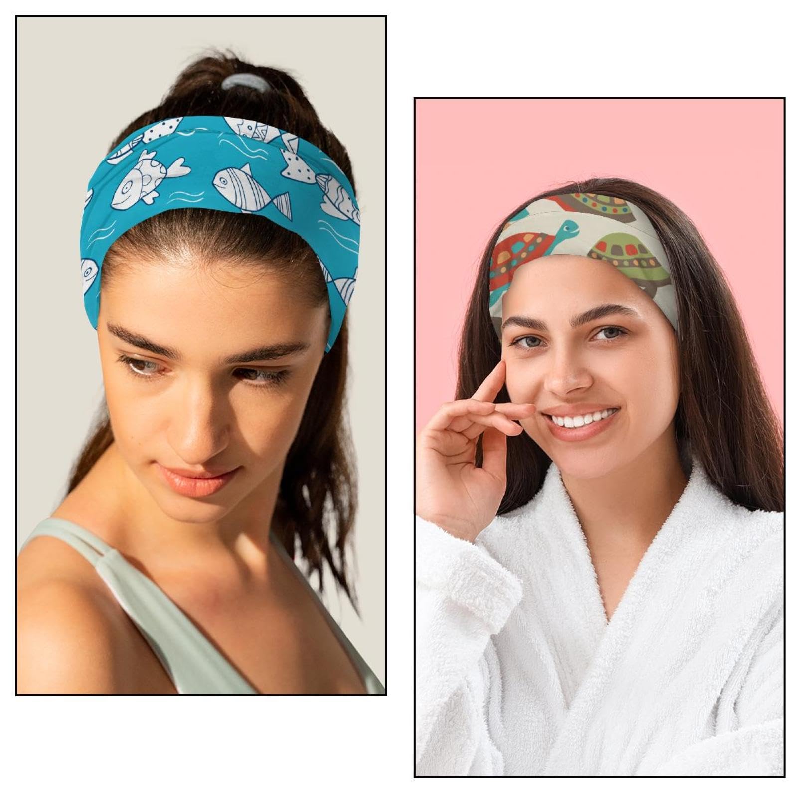 Lot de 6 bandeaux turban antidérapants pour femme, bandeau élastique large pour yoga, transpiration, sport