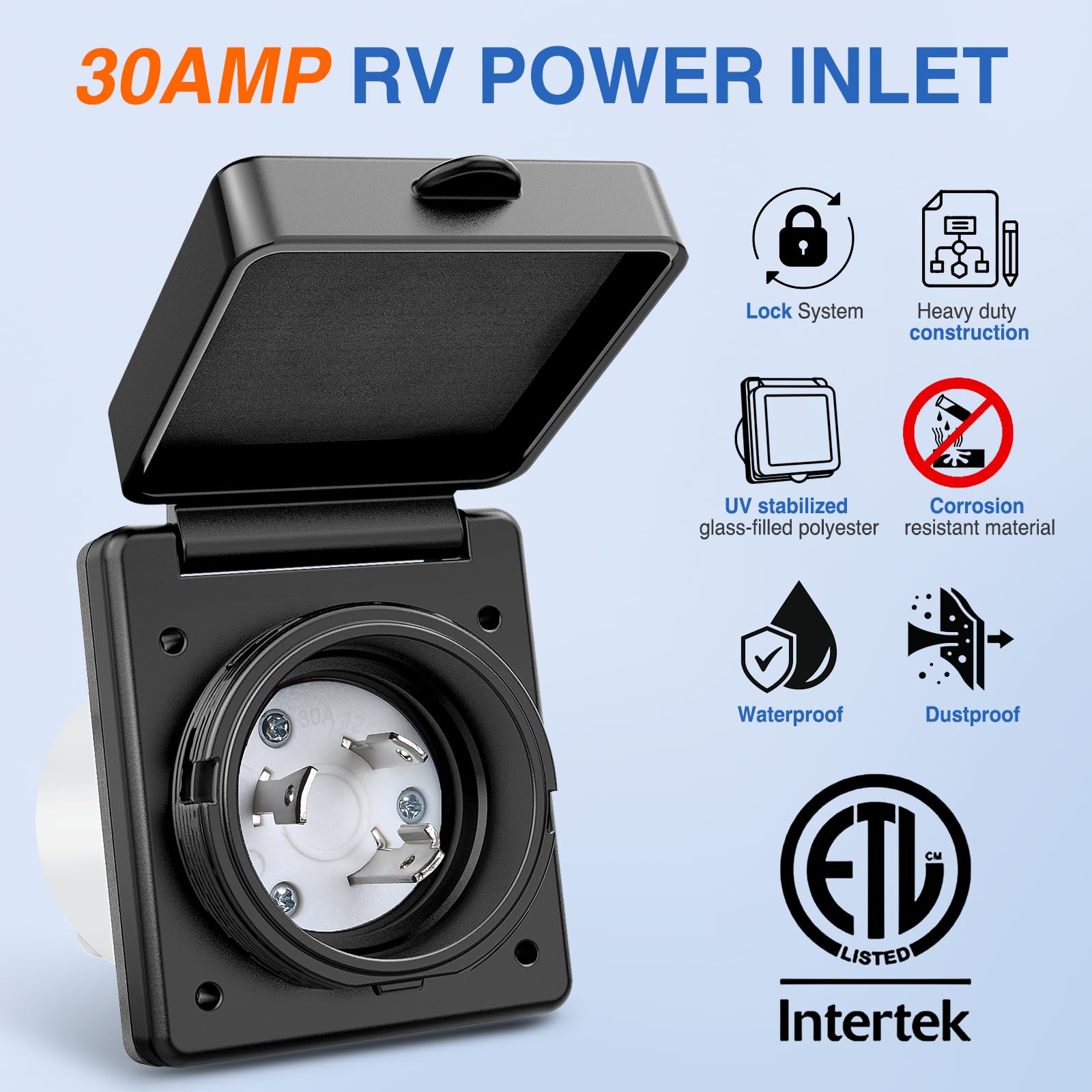 Nilight 30 Amp To 30 Amp RV Power Adapter 4 Prong Locking Plug