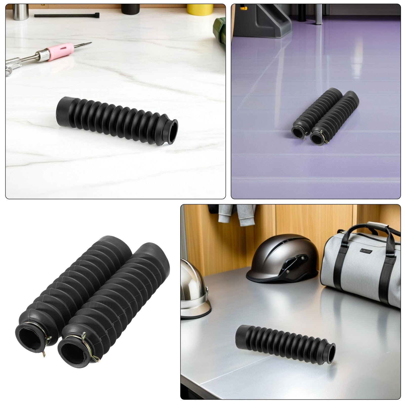 Copriforcella Anteriore Moto 4 Pezzi in Gomma Nero | Protezione Ammortizzatore, per Superfici Sconnesse e Dirt Bike, Resistenza All'usura, Installazione Semplice