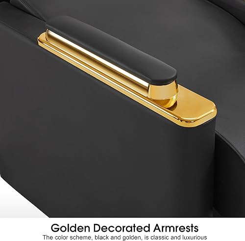 Miniatura 5 de BarberPub Silla de estación de champú de lavado a espalda con cuenco de cerámica de porcelana para lavar el cabello, rompe al vacío, silla