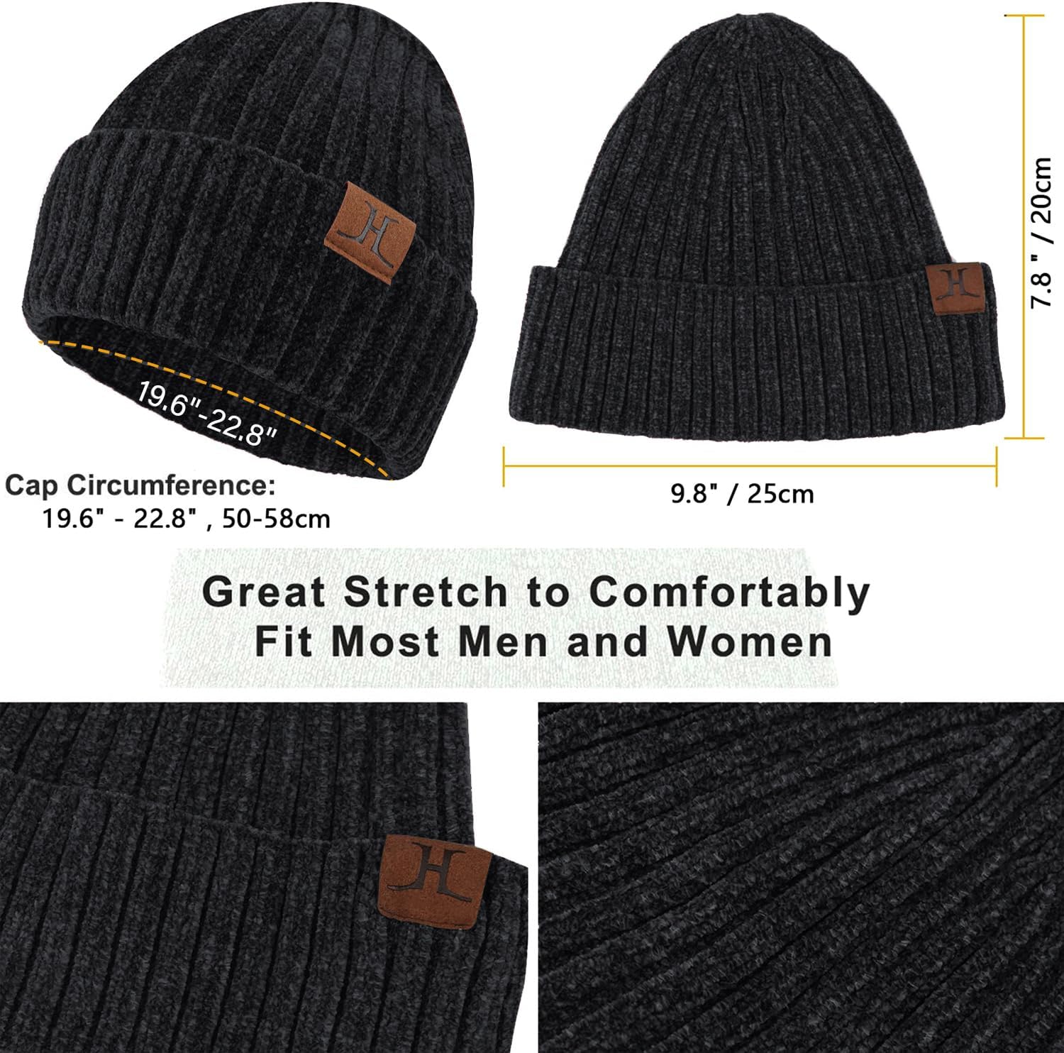 Womens Winter Knit Warm Hat Beanie Long Scarf Touch Screen Gloves Set Skull Caps Neck Scarves for Women - Image 2