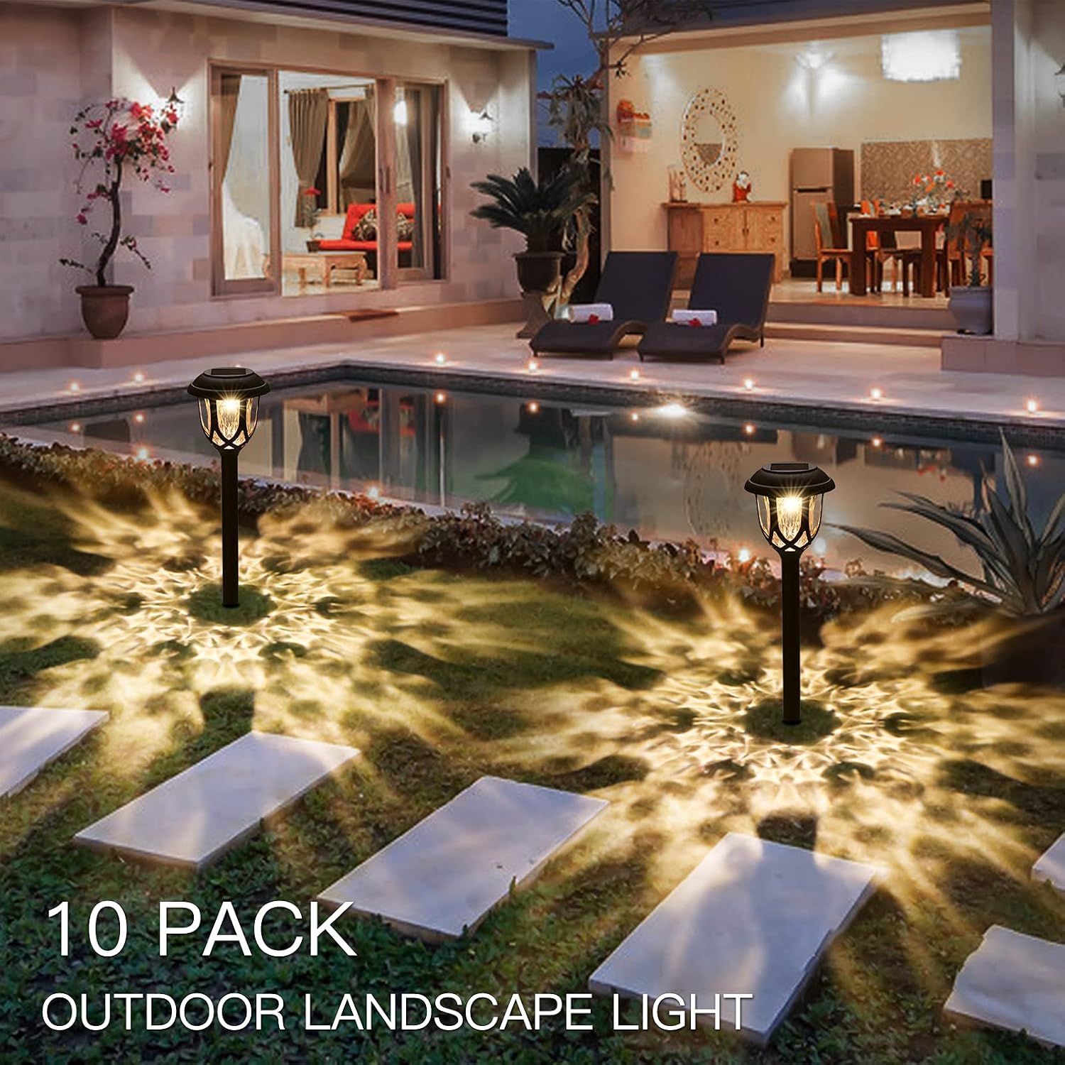 Solar Pathway Lights Outdoor, 10 Pack Waterproof Solar Lights Outdoor Pathway Decorative Auto On/Off Solar Walkway Light for Yard Patio and Landscape (Warm White)