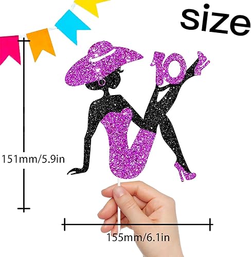 Miniatura 2 de Decoración para tartas de niña sentada para niña, dama, 50 cumpleaños, maquillaje, spa, tema, fiesta, suministros de decoración de 50 siluetas,