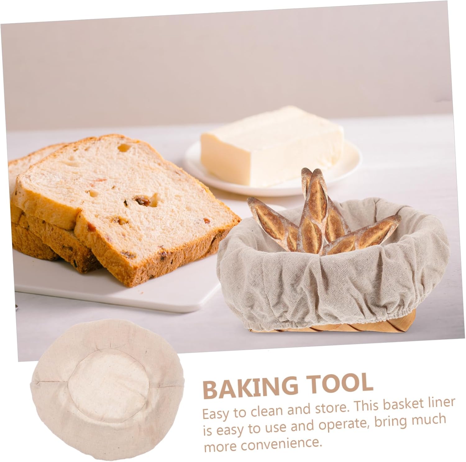 Bread Proofing Basket Liners 4 Pack Cotton Linen Beige