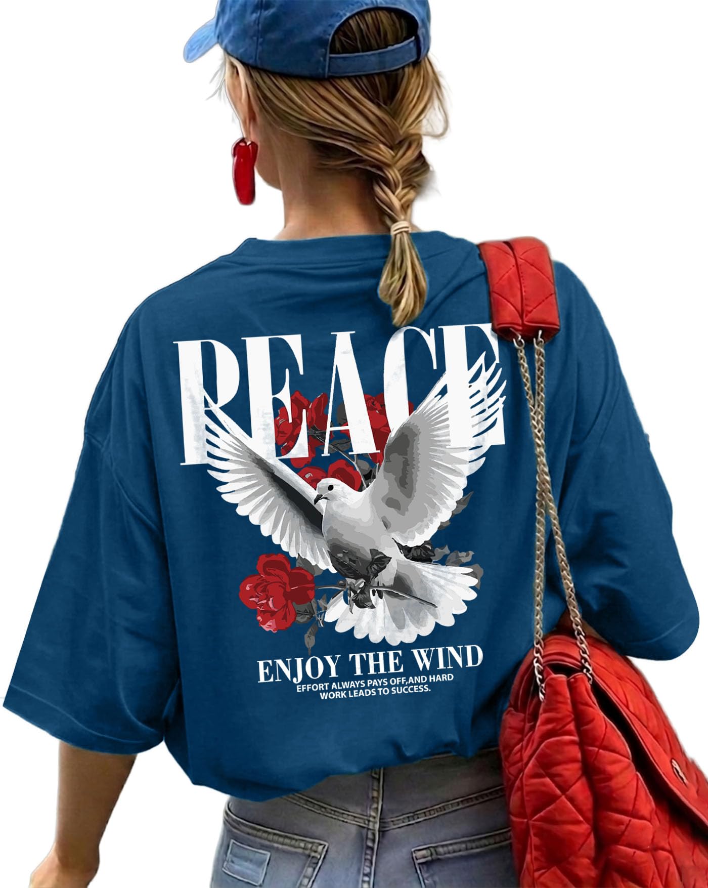 Anouk Womenâ€™s Fashion Oversized T-Shirt | Bird Graphic Statement Print | Half Sleeves | Casual Everyday Streetwear | Soft Touch Comfort | Regular Fit in multi