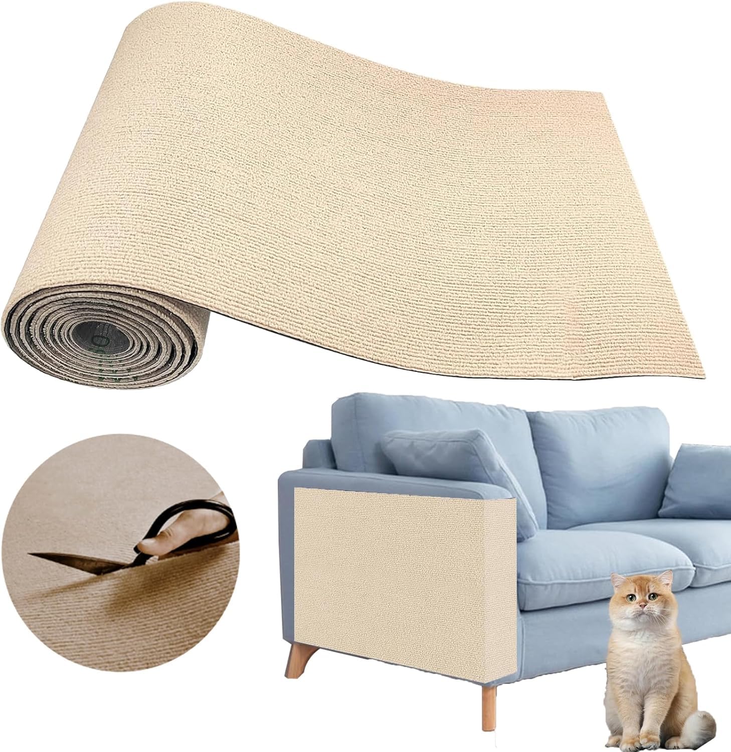 Farnirvana Tappetino Antigraffio Autoadesivo per Gatti, 200 × 40 cm Diy Climbing Cat Scratcher, Protezione Divano Graffi Gatto,Tiragraffi Divano, Proteggi Divano Gatti Graff per Tappeti Divani Mobili