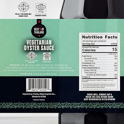 Miniatura 2 de Best Of Thailand Salsa vegetariana de ostras  Mejorada sin MSG Salsas veganas auténticas elaboradas asiáticas para aderezos y cocina, certificado