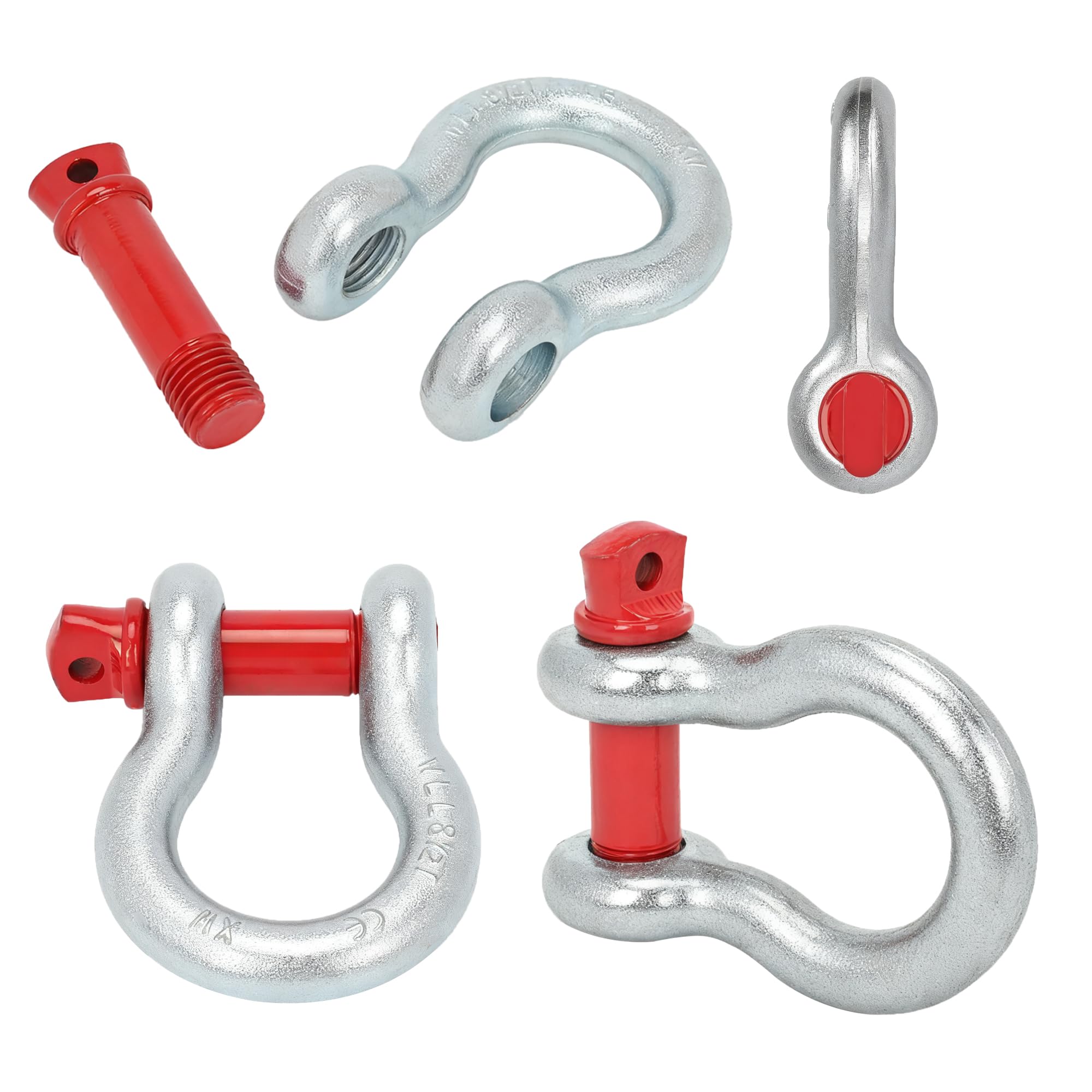 lukar 4 Pack 1" Anchor Shackle, Alloy Steel D Ring Shackles, Load Limit 8.5 Tons (17,000 Lbs) Clevis Shackle with Alloy Screw Pin, Heavy Duty Shackle for Towing, Rigging, Vehicle Recovery, Winch