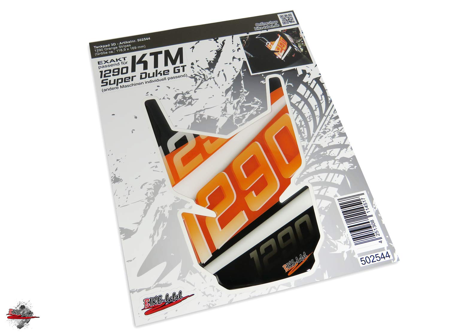 BIKE-label 3D Tankpad Für KTM 1290 Super Duke GT - Schutz Vor Kratzern Im Orange Stripes Design