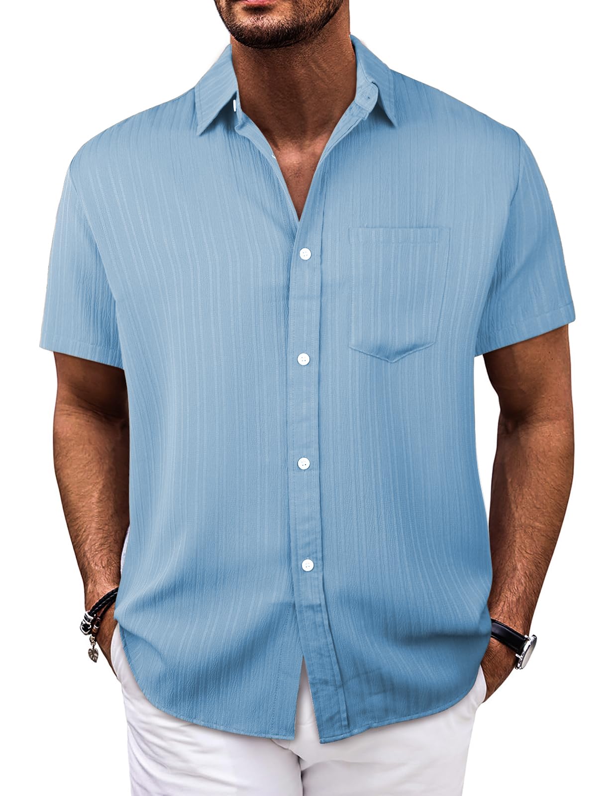 Danfiki Camisa Hombre Manga Corta Camisas con Botones para Hombre Camisetas de Manga Corta de Verano