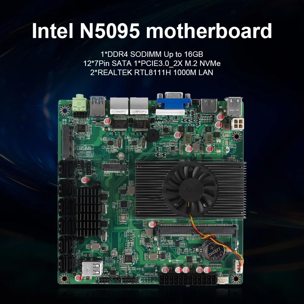 Amazon | MINI ITX NAS マザーボード N5095 12*7PIN SATA·1*DDR4 up to