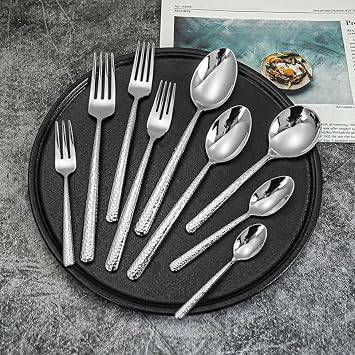 silverware set for 18, 216 pieces silverware set 18/8 stainless steel, silverware spoons and forks cutlery set in Home and kitchen, silverware flatware sets, silverware utensils set CX016-B-12
