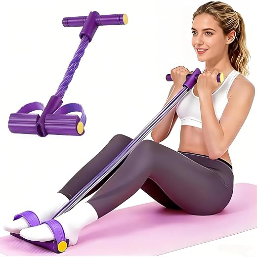QUXIS 6 Tubes Resistance Band Set, Multi-Color Latex Pedal Exercise Band with Foot Pedal, Portable Home Gym Equipment for ...