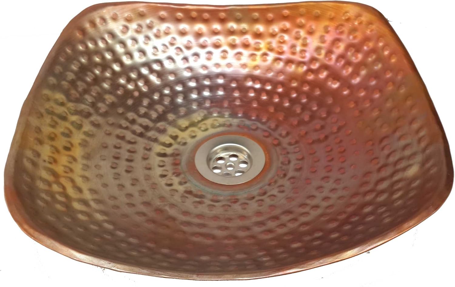 Rainbow Fire Vessel Copper Bathroom Sink Shallow Hammered Square Shape Wash Basin House Moving Toilet Restoration