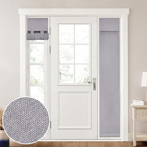 HOMEIDEAS 100% Linen Blackout Sidelight Curtains for Front Door, Side