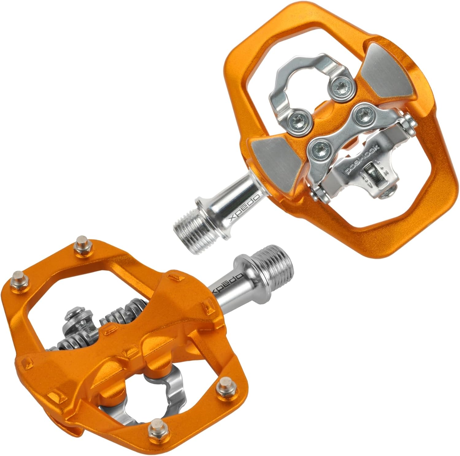 XPEDO TRVS Duo Bicycling Pedals | Hybrid SPD Clipless & Flat Platform, 6061 Forged Aluminum Body, Cromoly Spindle, 3 Sealed Bearings