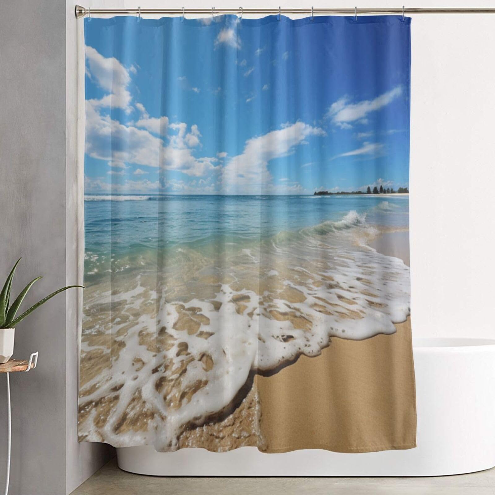 Rideau de douche imperméable épais 182x152 cm avec 12 crochets