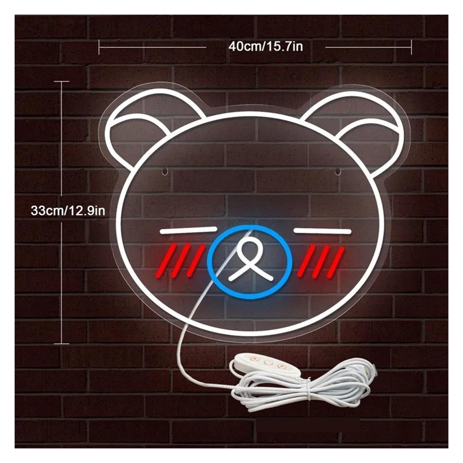 Luz de Diseño de Digital Lindo Oso Tímido Letrero Acrílico Con Luz De Neón LED USB Para El Hogar, Dormitorio De Niños, Decoración De Pared, Lámparas De Noche