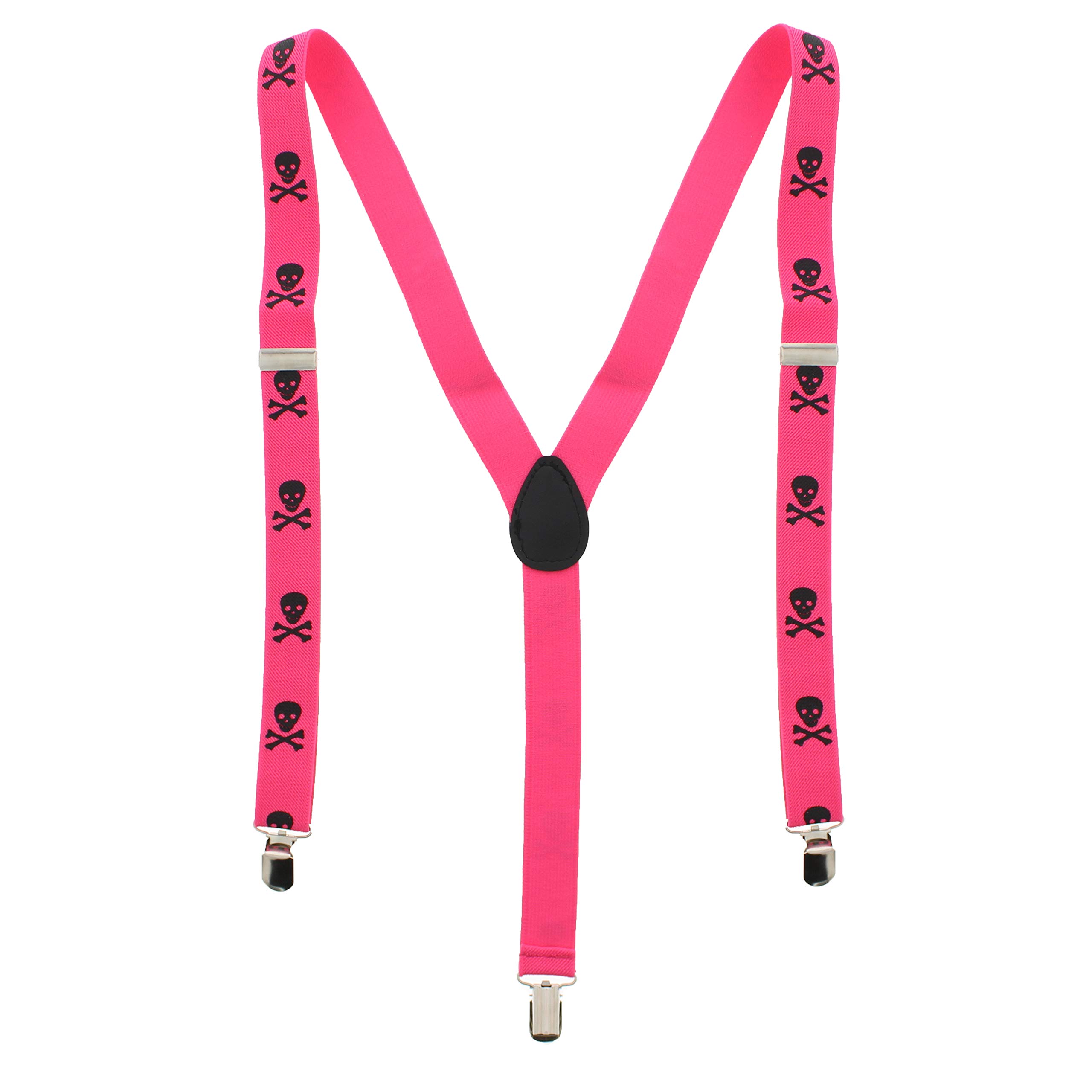 Zac's Alter Ego Men/Ladies Adjustable Pink Skull & Crossbones Braces/Suspenders