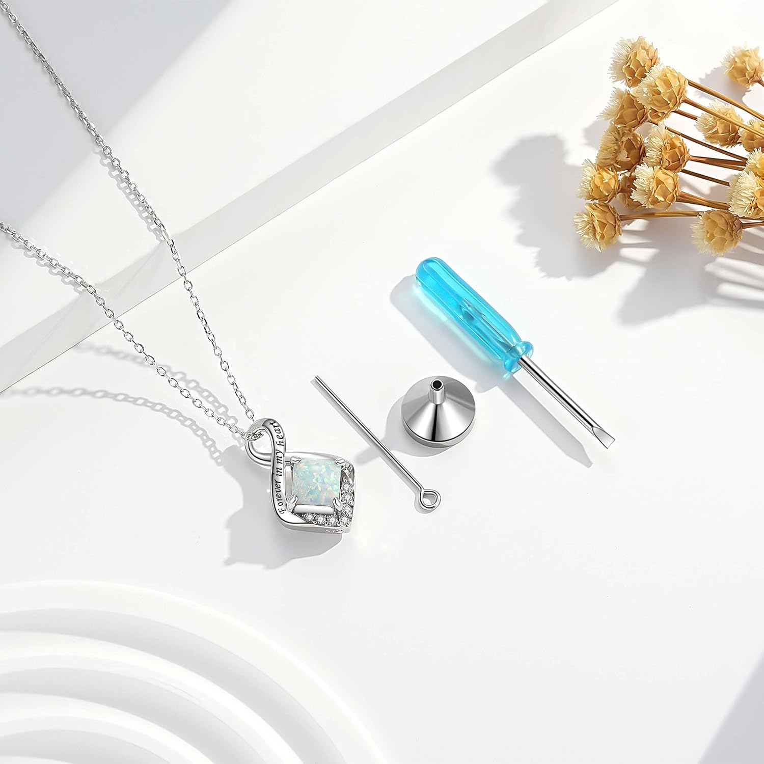 925 Sterling Silver Cremation Jewelry Urn Necklace- Teardrop/Heart/Tree of Life/Infinity/Bar Pendant Necklaces for Ashes for Women Memorial Keepsake Jewelry Gifts - Image 4