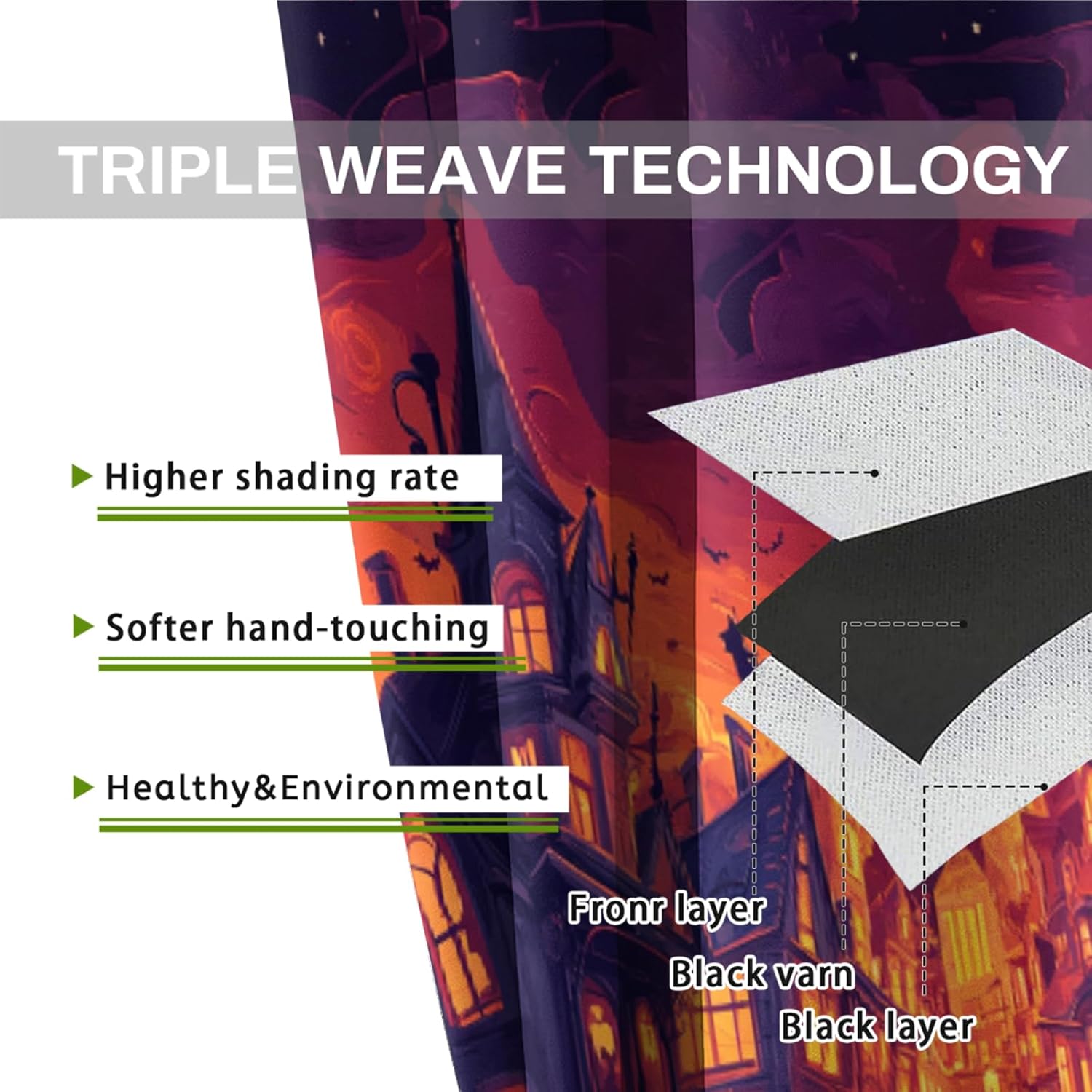 Halloween, Bedroom Blackout Thermal Insulation Curtains Pumpkin Pirate Horror Ghost Face Spider Web Fun Rod Pocket Thermal Insulated with Noise Reduction Curtains for Bedroom 42x63 Inch