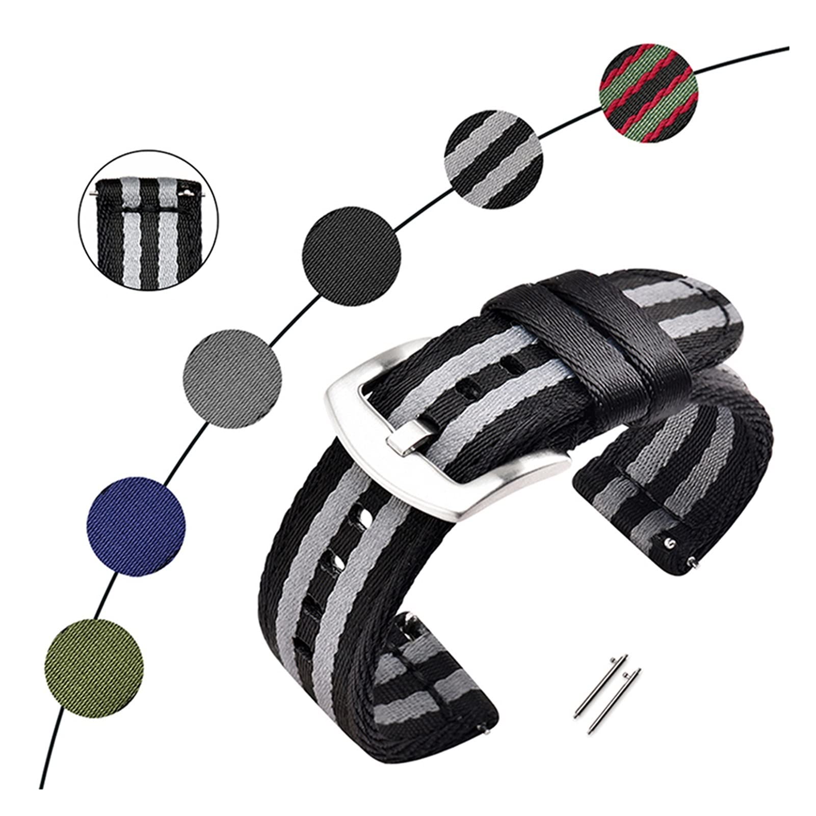 Armband Uhrenarmband 18 mm 20 mm 22 mm 24 mm Schnellverschluss-Feder-Uhrenarmband Nylon-Sicherheitsgurt Ersatz für Jede Uhr