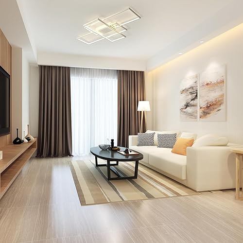 Miniatura 10 de Jaycomey Lámpara de Techo Moderna Regulable LED Candelabro con Control Remoto, 50W Lámpara de Techo Cuadrada de 3 Capas Montaje Empotrado Acrílico