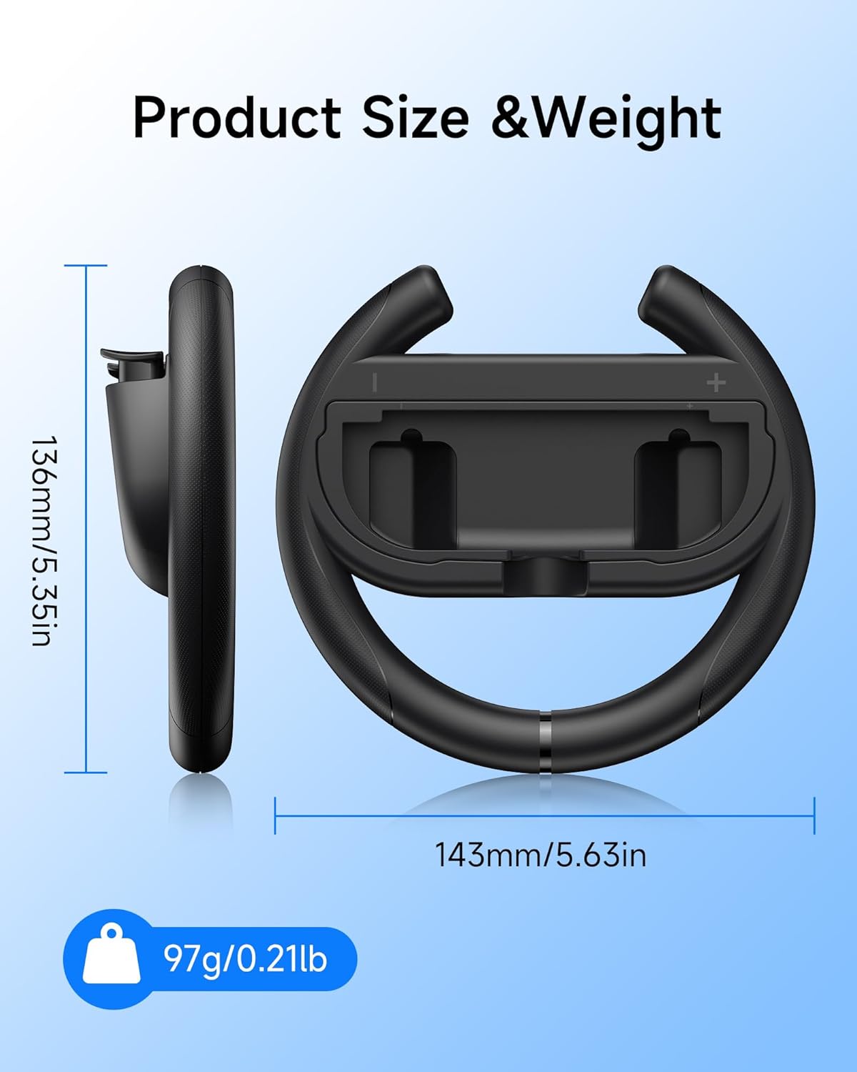 EasySMX Steering Wheels for Switch 2&1 Console JoyCons, 2 Pack Racing Wheels for Mario Kart 9/8 Deluxe, Switch 2 Steering Wheel for Joy-con 2,Joycon Remote Controller Race Accessories [2X Black] - Image 7