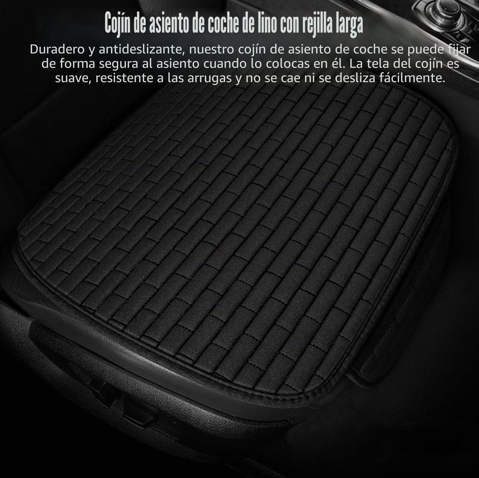 Cojines Coche Asientos Delanteros: Cojín Protector De Asiento De Lino Delantero, Cojines Coche Asientos Delanteros, Cojines de Asiento Delantero Antideslizante, Funda Asiento Delantero Coche