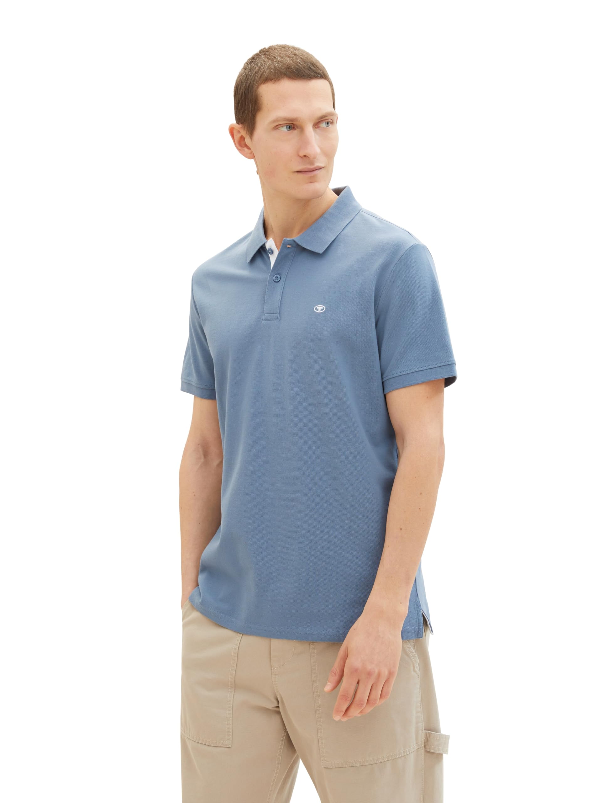 TOM TAILOR Men's 1031006 Basic Piqué Polo Shirt, 10441 - Gravel Grey, L