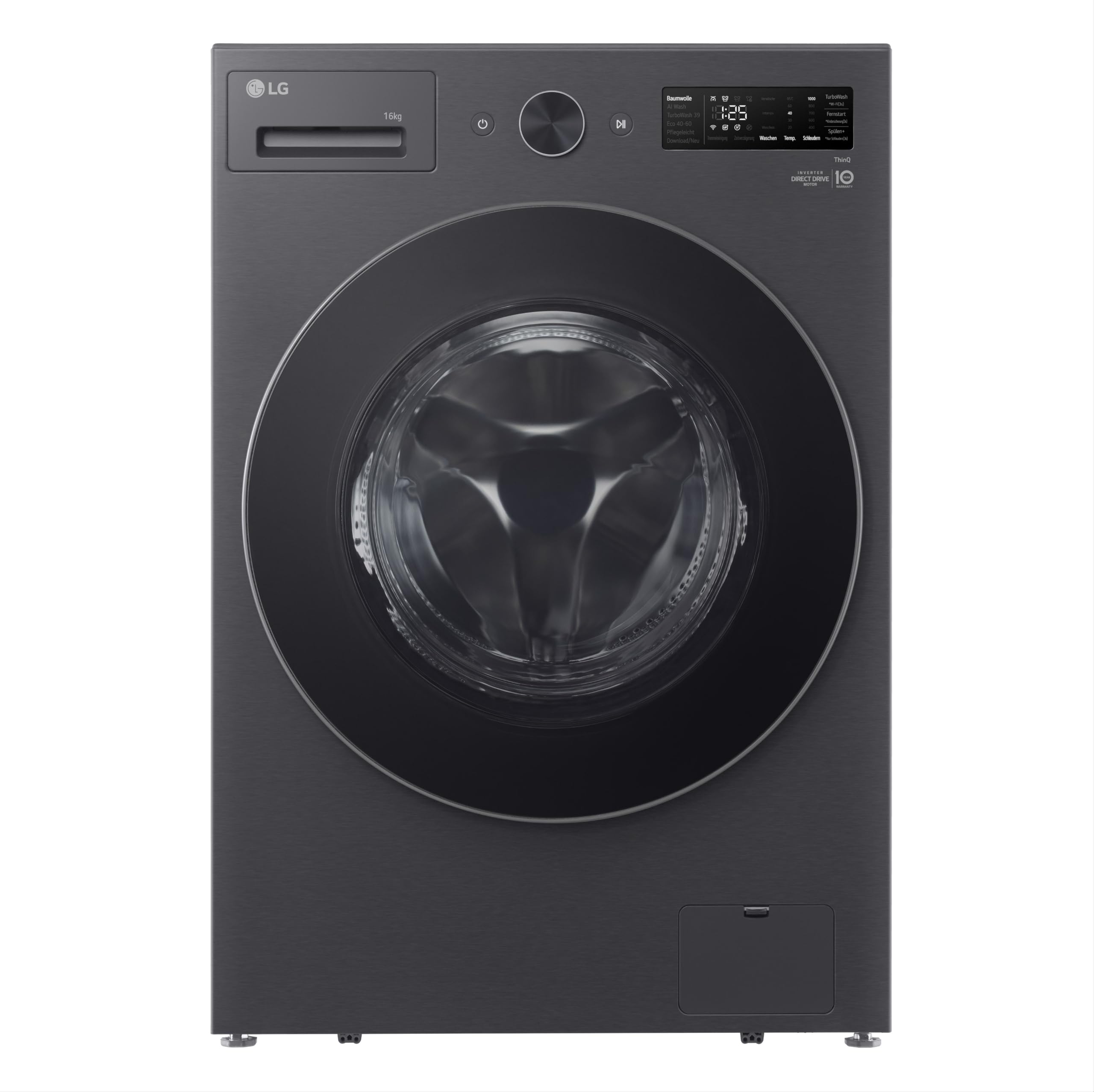 LG F0WNT162B Waschmaschine (16 kg, Energieklasse A, 1.000 U/Min.) mit AI Wash, TurboWash 360, Inverter Direct Drive, große Kapazität, Schwarz