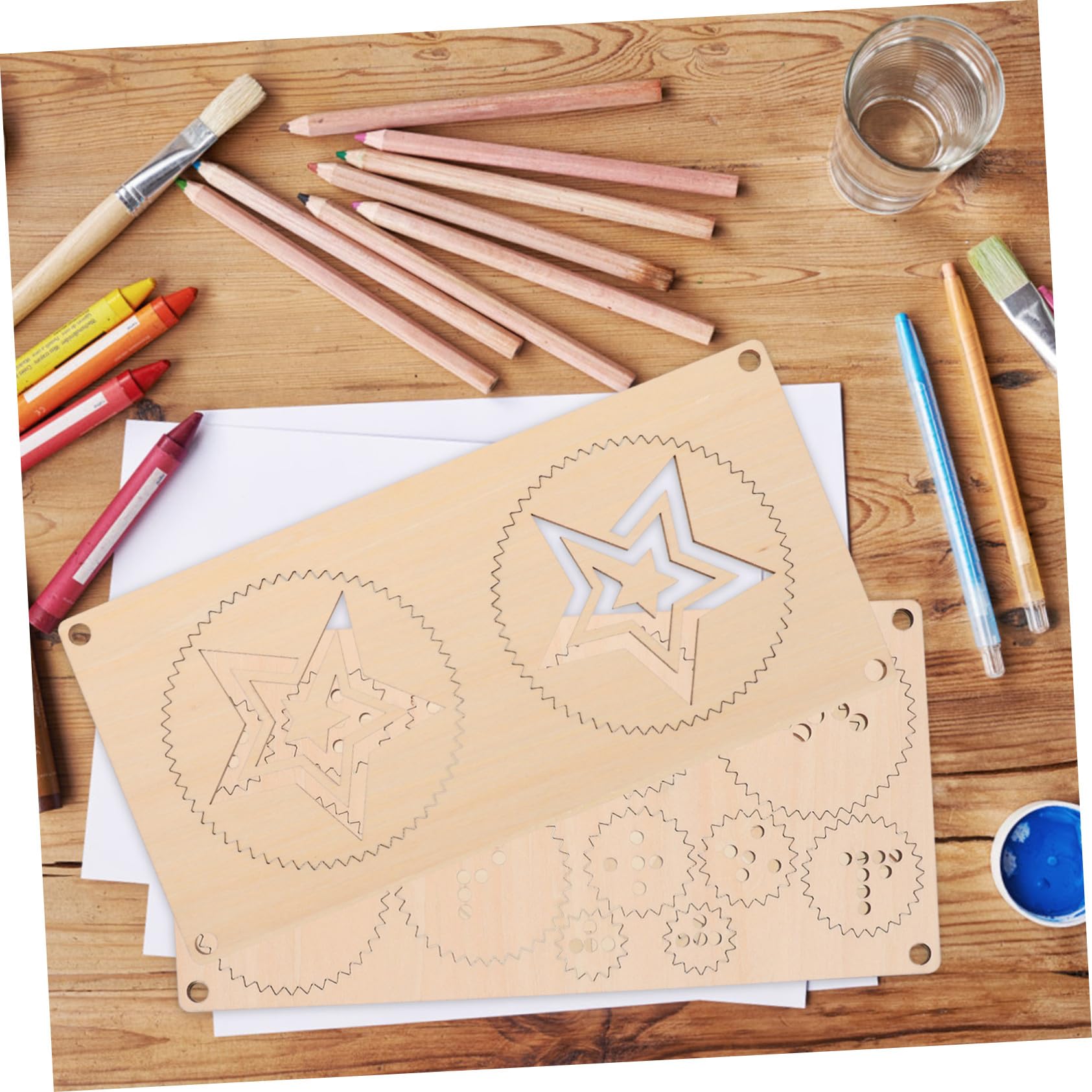 Tablero de Actividades Montessori de Madera Beige, 5 Piezas