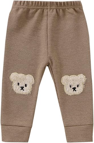 Pantalones deportivos para bebés, niños y niñas, pantalones casuales de gofre, pantalones de harén unisex para bebés