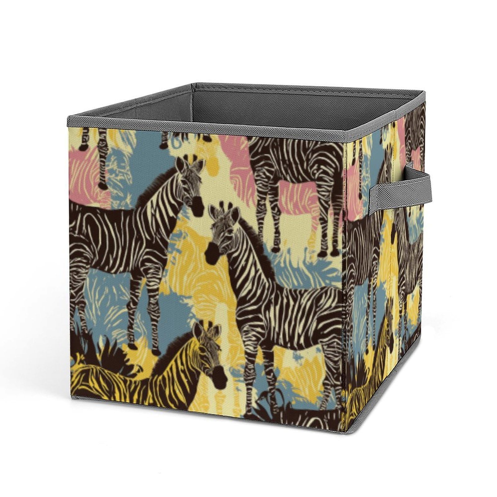 JTREHY Giraffe And Zebra Storage Bins Sturdy Large Capacity Folding Sorting Boxes Convenient Stable Storage Box Collapsible Fabric Storages Cubes Organizer with Handles