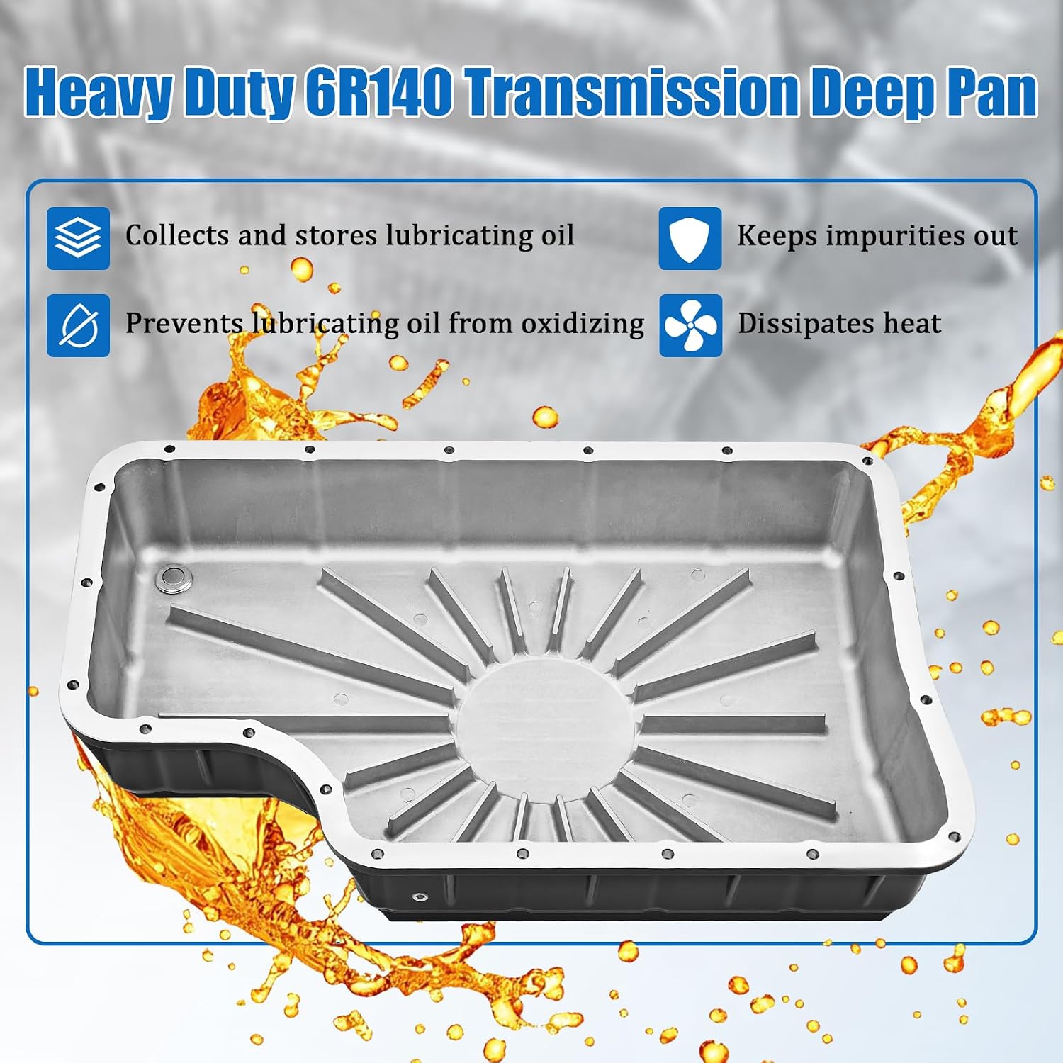 328052010 Heavy Duty 6r140 Transmission Deep Pan Compatible with Ford Super Duty F250 F350 F450 F550 2011-2019 6.7L -Brushed