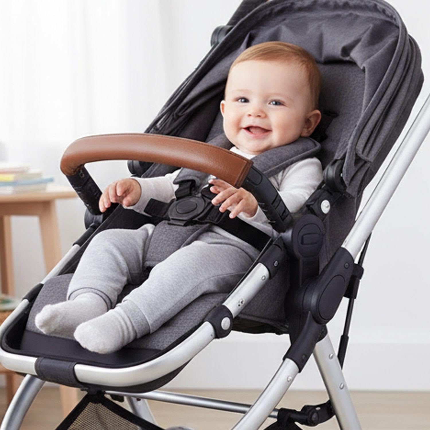Copertura Per Braccioli Per Passeggino Da 2 Pezzi, Custodia Protettiva In Pelle Pu, Copertura Per Auto Universale Pieghevole Con Cerniera, Facile Da Pulire, Accessori Per Passeggini (Nero, Marrone).