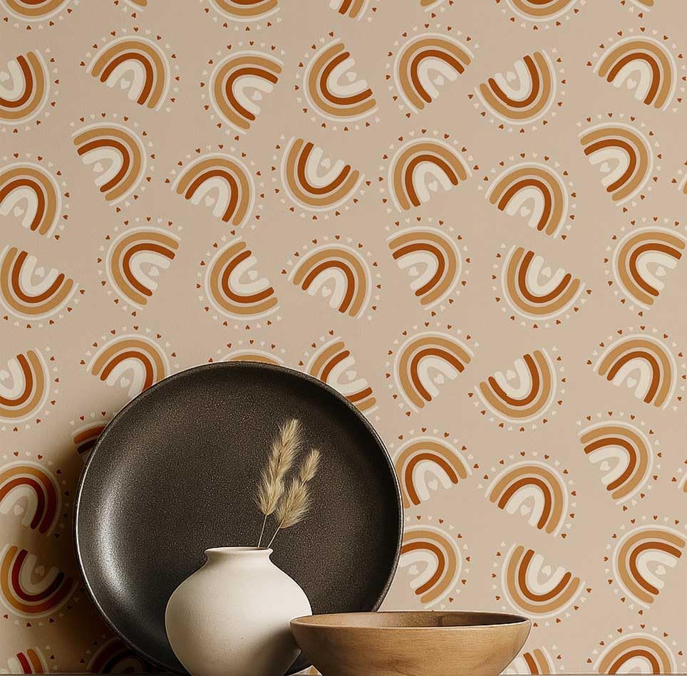 Papier peint vinyle autocollant beige pour sublimer une chambre d'enfant S4Sassy