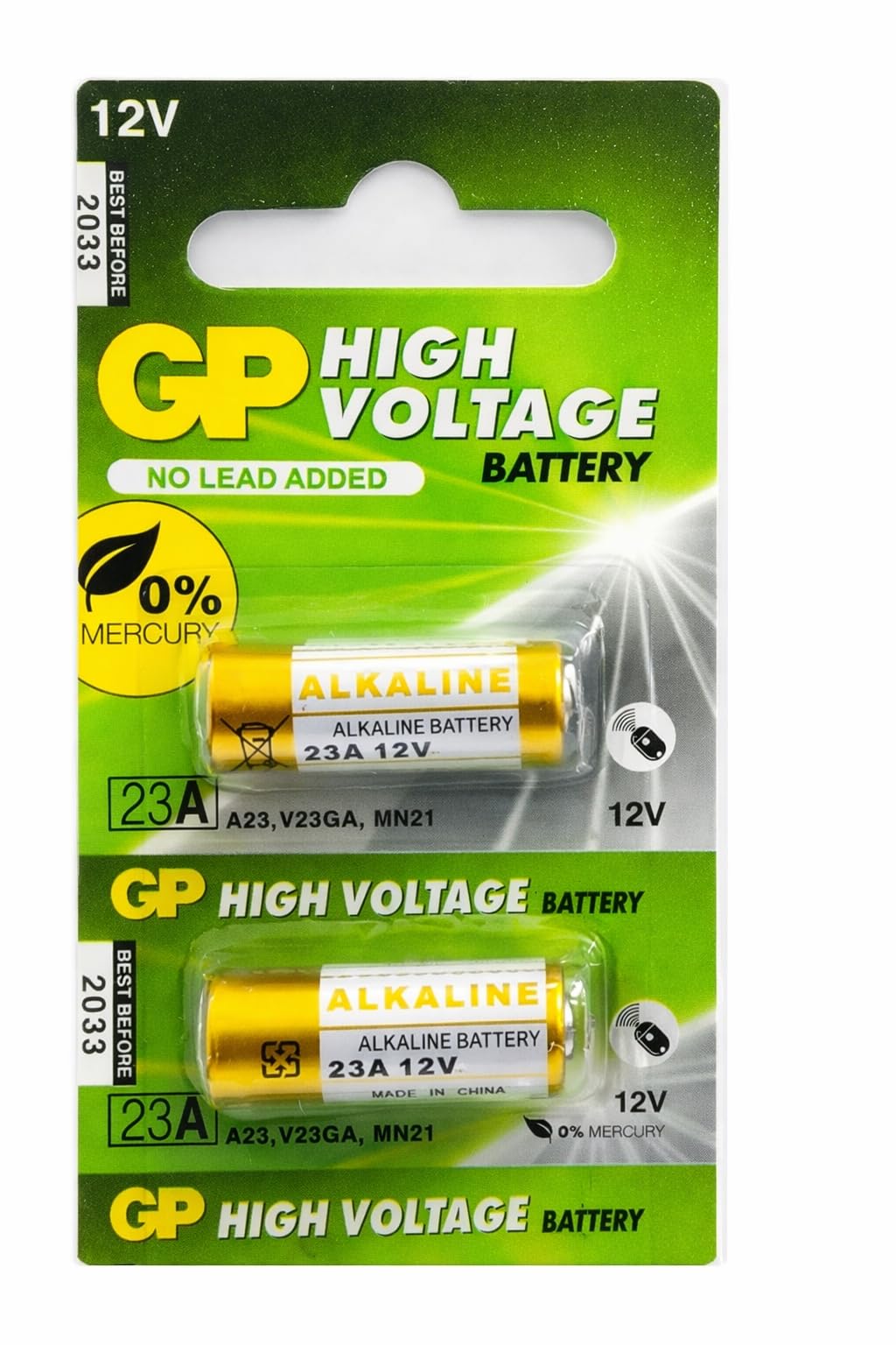(Pack of 2) GP High Voltage 23A 12V Alkaline Battery, Mercury-Free, Model A23 V23GA MN21, for Electronic Devices, Remote Controls-image-21