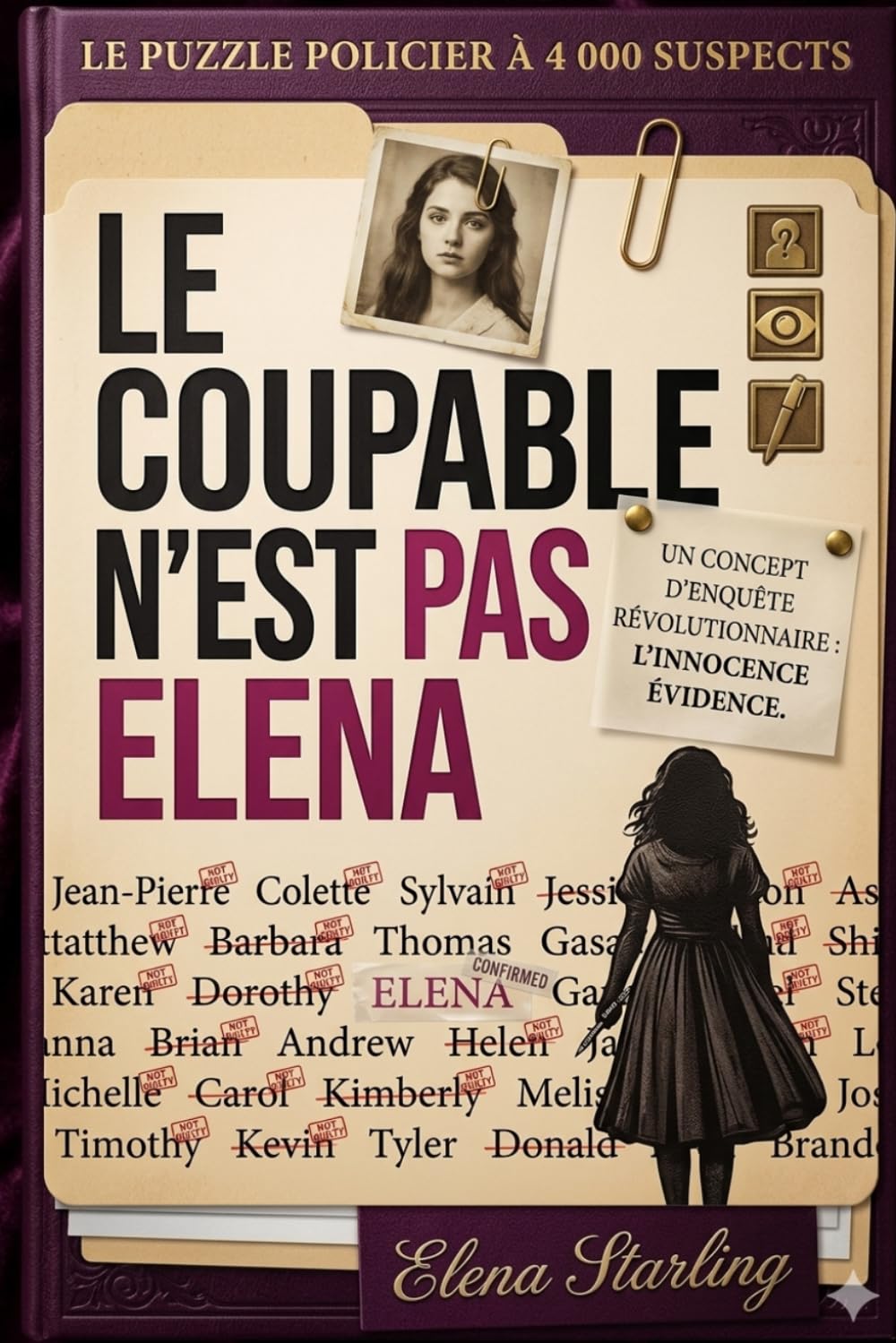 Le Coupable n'est pas Elena: Un livre d'énigmes et de logique pour adulte, jeu d'enquête policière interactive et de déduction pure | 4000 Suspects, 13 Indices, 1 Tueur