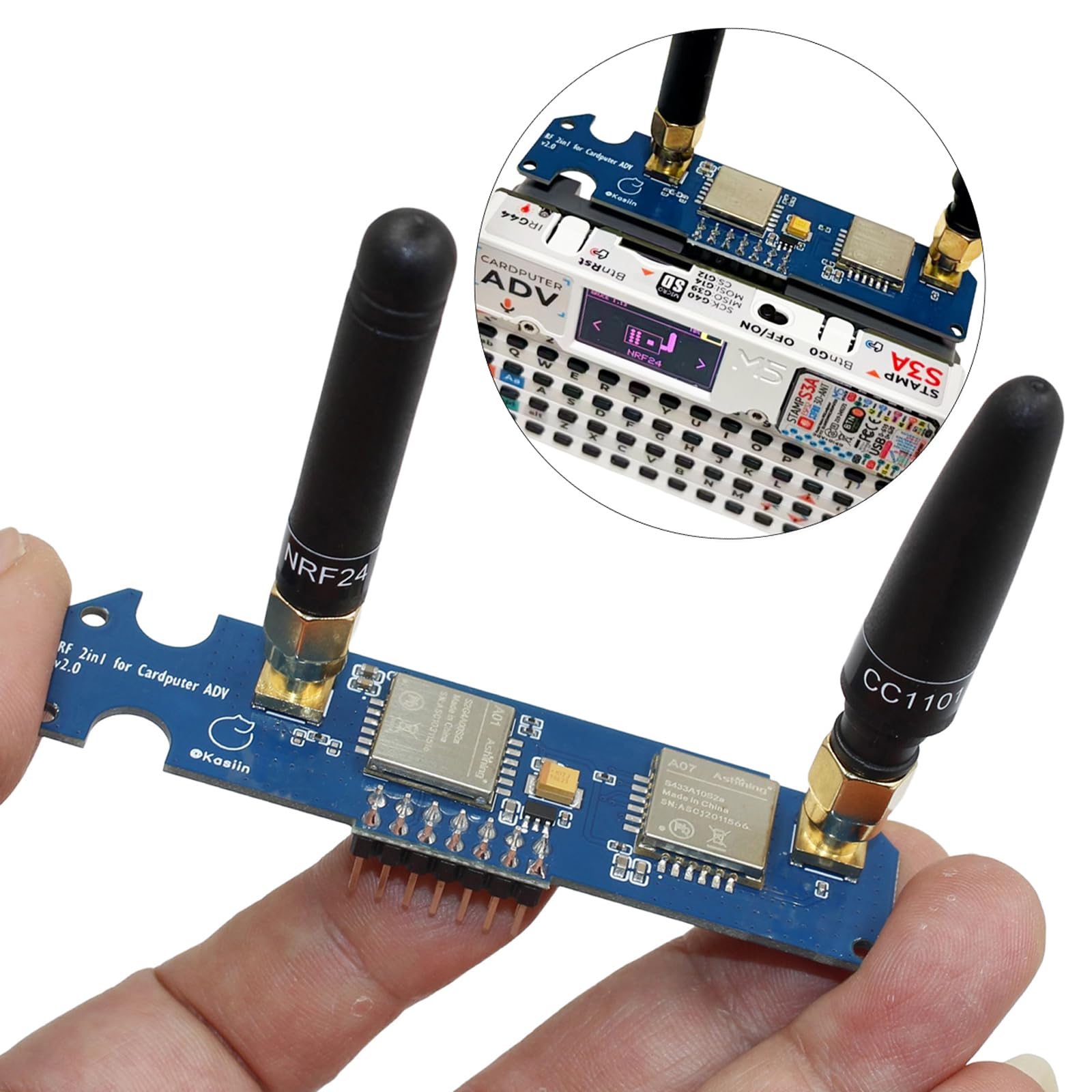Genérico para M5stack Cardputer NRF24 y CC1101 Dual Bandas Board Enhanced Antenna Stability Tool 2.4G/433M Signale Antennenverbesserungsboards