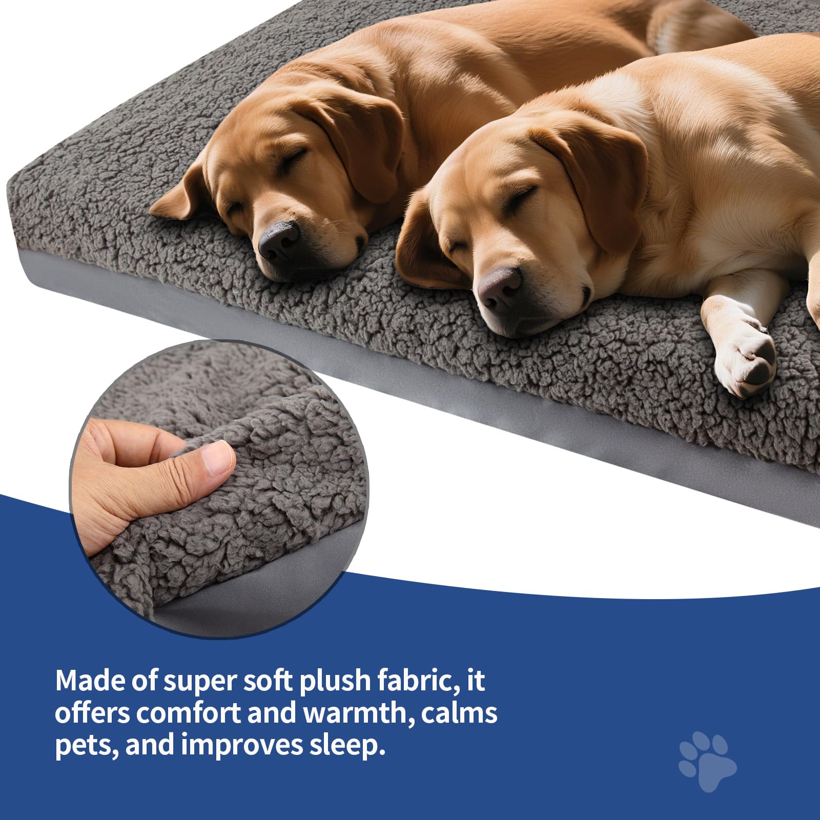 Coprimaterasso di Ricambio Impermeabile per Cani | Felpa Suave, Rimovibile & Lavabile | Solo Copertura | per Tappetino, Materasso Cani e Divano, Almohadilla,Coprisedili Cuccia(Grigio, 44" x 35" x 6")