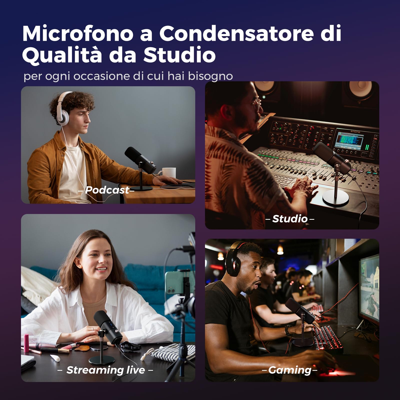 NearStream AM25X Gen3 Microfono Podcast USB/XLR per PC/Mixer Audio | Microfono Condensatore per Streaming/Podcast con Supporto, USB-C, Riduzione Rumore, Volume, Jack Cuffie, Mute,XLR Mixer Audio