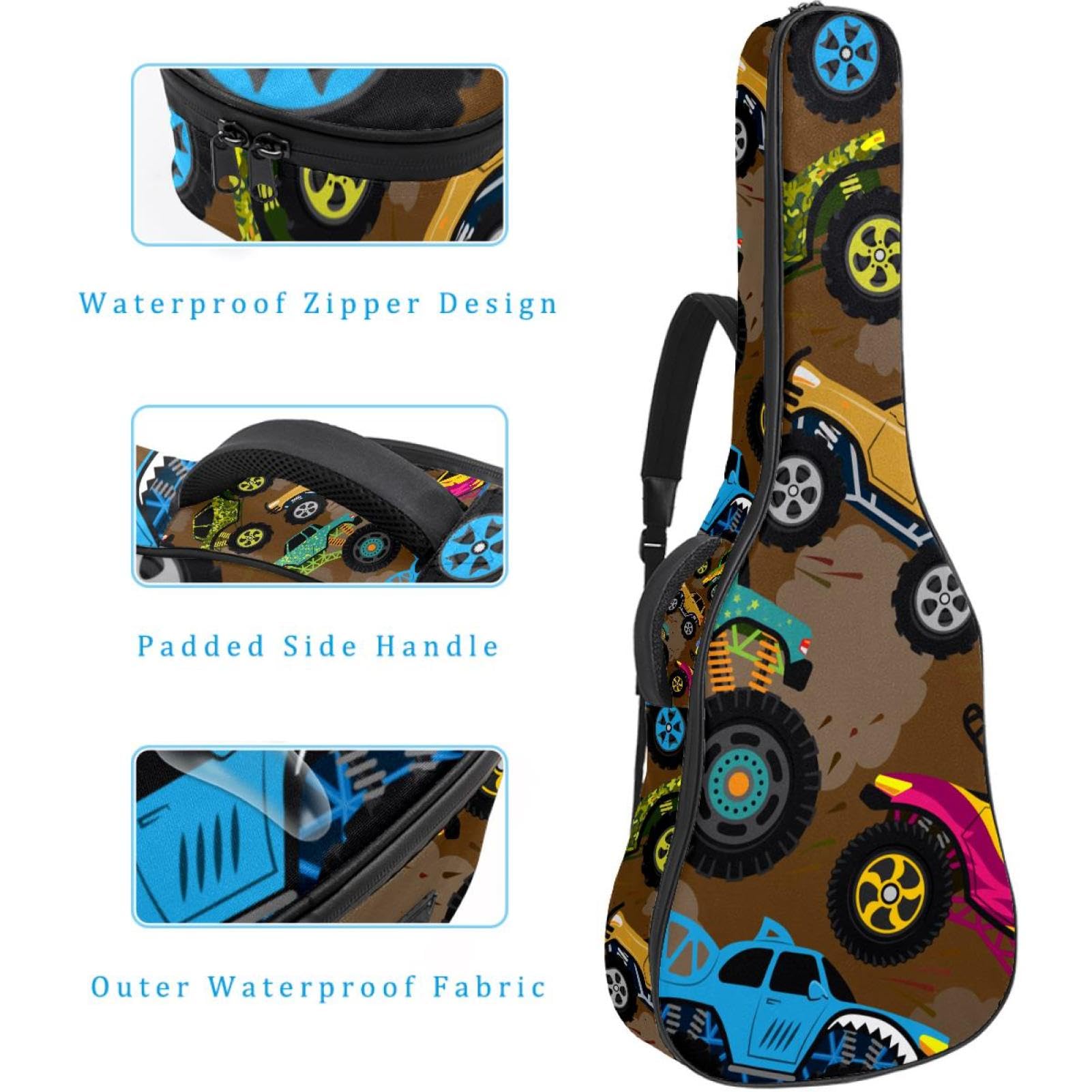 Torba na gitarę akustyczną wodoodporny plecak na gitarę grubo miękko wyściełany samochód klasyczna obudowa na gitarę, wielobarwny, 42.9x16.9x4.7 in, Organizer do torby