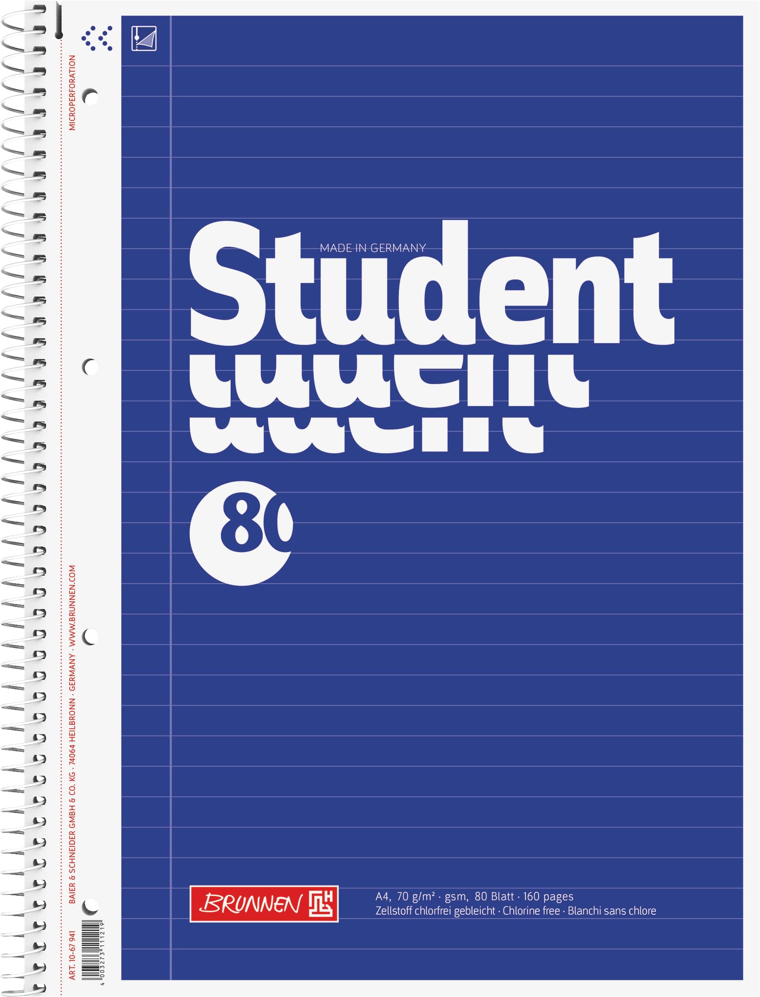 Brunnen Student Notepad A4 Ruled 70gsm 80 Sheets 1067941