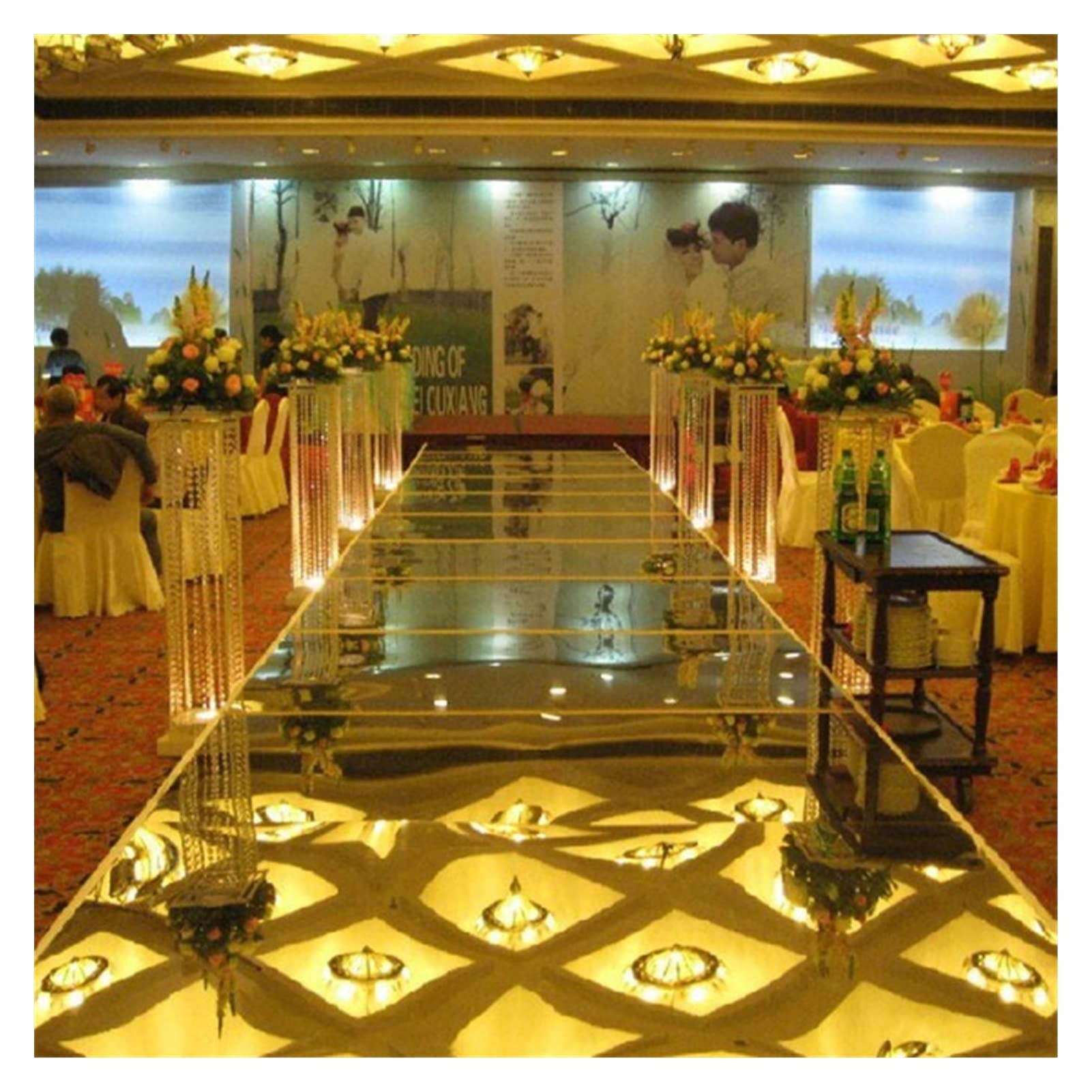 Alfombra de salón de 10 metros, espejo plateado, para decoración de fondo de boda, 0,12 mm, color plateado, 10