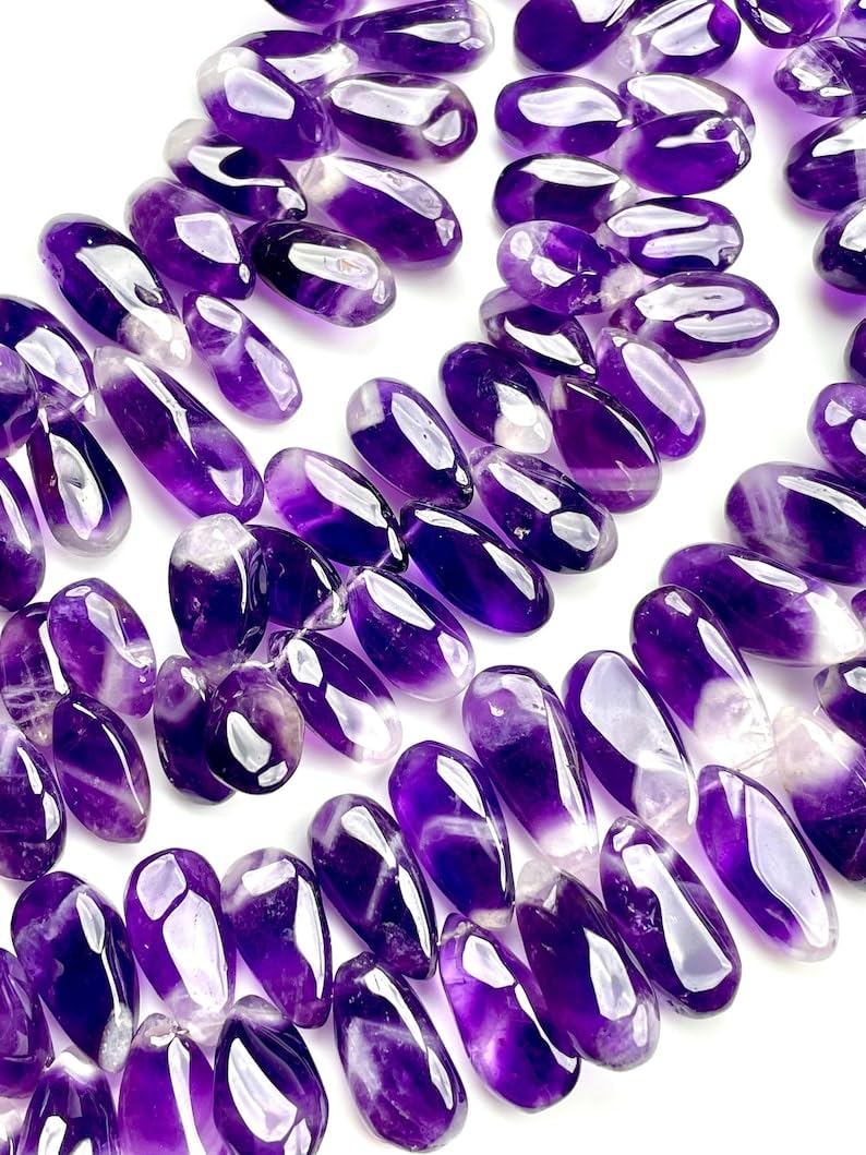 Perles naturelles améthyste en forme de poire lisses de 15x10 à 17x10 mm