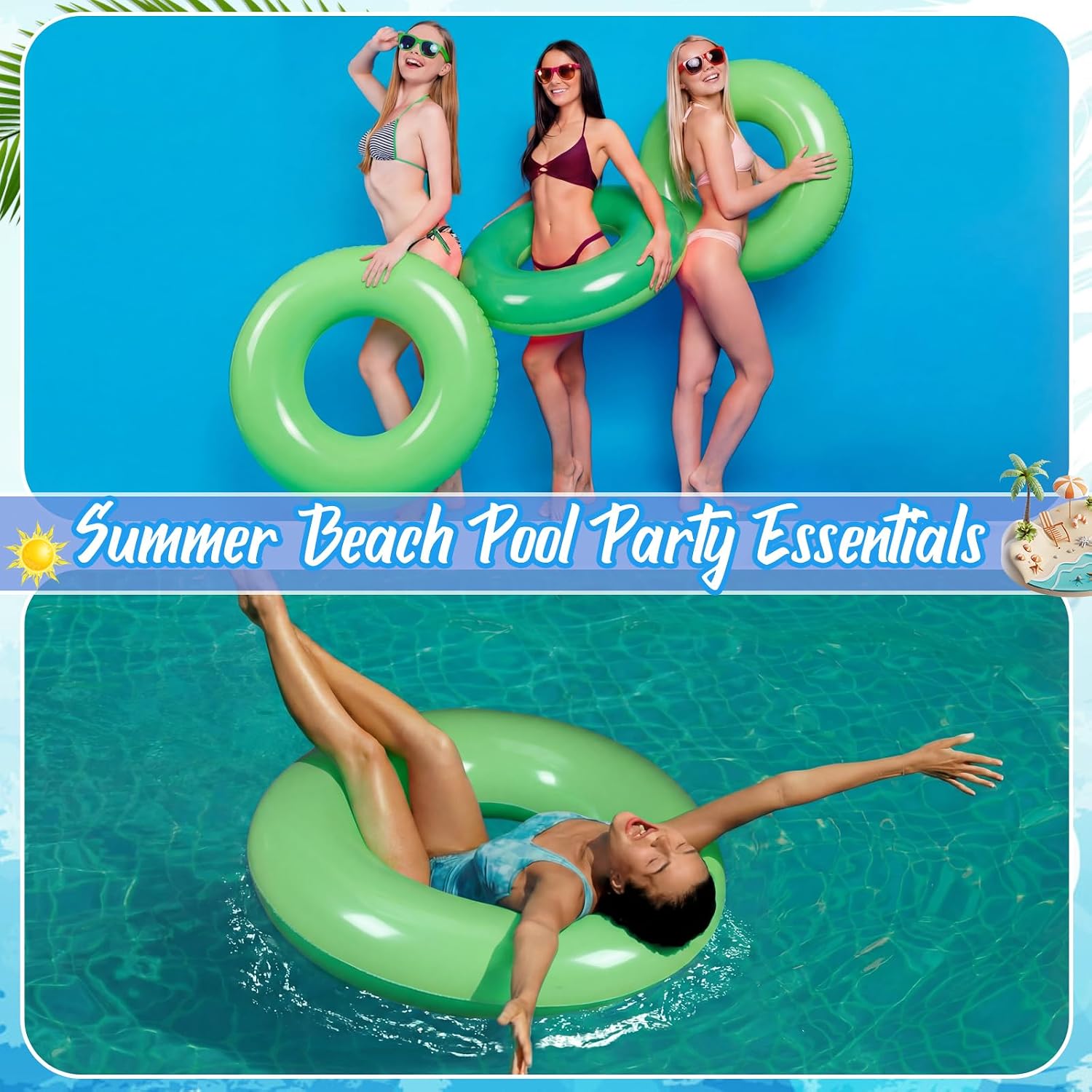 JellyArch 6 Pcs Inflatable Pool Float for Adult 28 Inch Swim Tube Bulk Pool Inner Tube Floaties Swimming Ring for Beach Party Decoration Women Men River Lake Summer Vacation Holiday