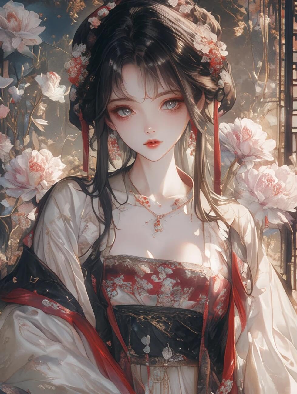 RKFLGEW 14CT Counted Cross Stitch Kits Classic Oriental Woman Preprinted Fabric Cross Stitch DIY Art Needlecrafts Embroidery Kits for Adults Beginners 40x50cm